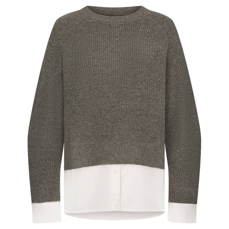 URBAN REVIVO Knitwear Women's Crew Neck Moderate Mock Two Piece