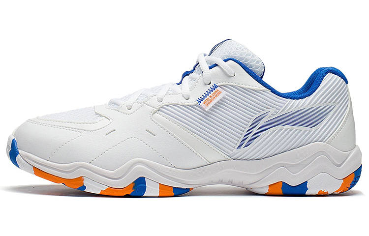 Li-Ning Li Ning 2 Comfortable Cushioning Slip Resistant Abrasion Resistant Low top Badminton Shoes Unisex White Blue