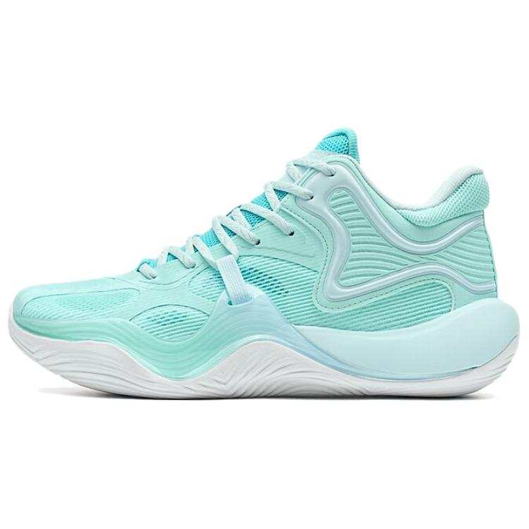 XTEP Battle 3 Basketball Shoes Men's Mid Top Sky Teal, Misty Blue, Worry Free Blue
