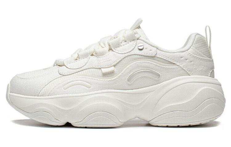 Li-Ning Li Ning Honey Cushioning Slip Resistant Abrasion Resistant Support Low top Chunky Sneakers Women's Ivory