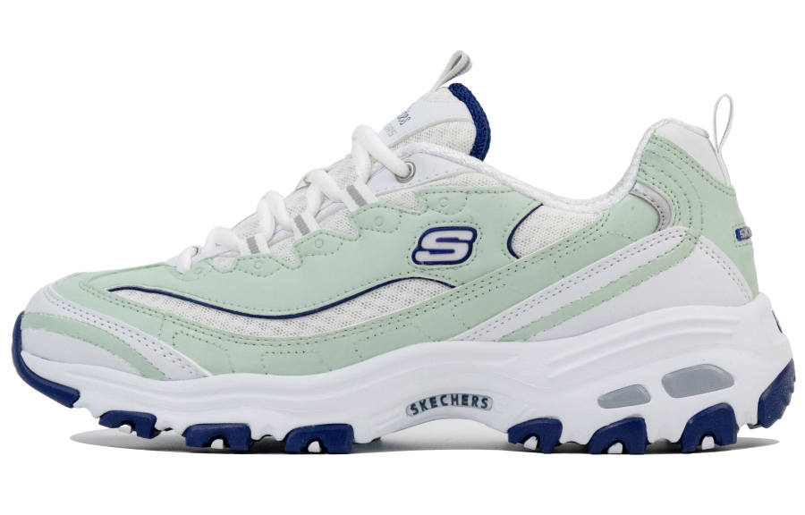 Skechers D'Lites 1.0 Cyan Island White Origin Refreshing Abrasion Resistant Low top Chunky Sneakers Women's White Green