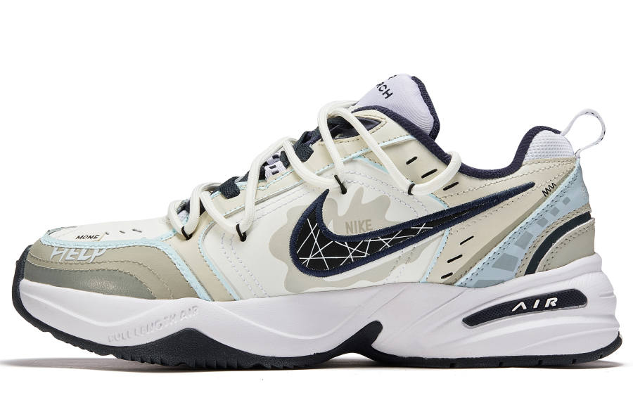 Nike Nike Air Monarch 4 White Navy Milk Wander Cushioning Slip Resistant Low top Chunky Sneakers Unisex Blue White