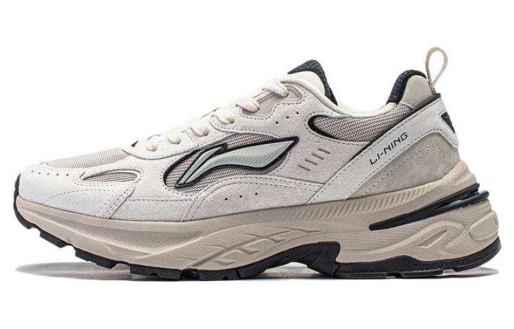 Li-Ning Li Ning Beicheng Cushioning Slip Resistant Abrasion Resistant Support Low top Chunky Sneakers Men's White Gray