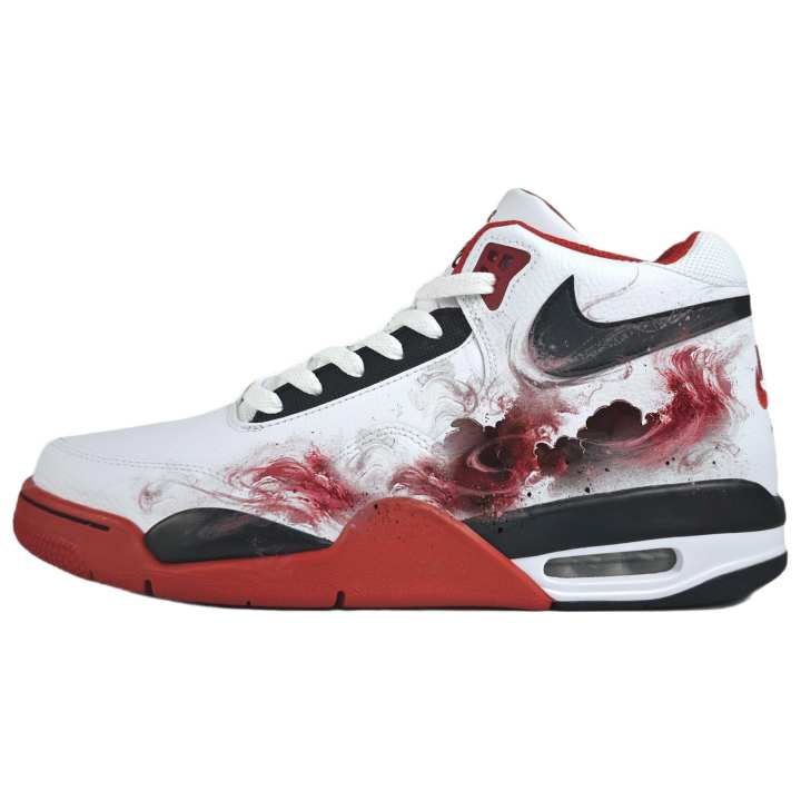 Nike Nike Flight Legacy Fortune Auspicious Clouds Abrasion Resistant Mid top Vintage Basketball Shoes Unisex Red Black