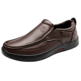 SHENNUO Casual Leather Shoes Men's Low Top Black/Brown