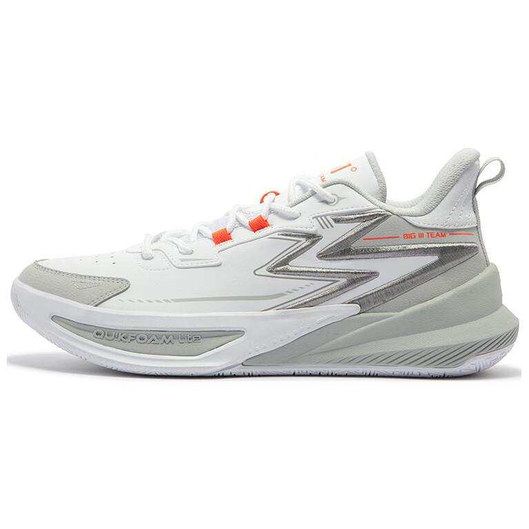 361° Big3 Team Cushioning Slip Resistant Abrasion Resistant Low top Basketball Shoes Men's White Gray