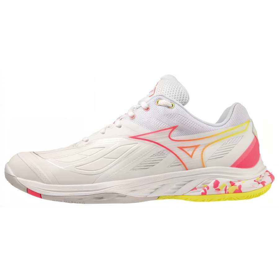 Mizuno Wave Fang 2 Cushioning Abrasion Resistant Cushioning, Wear Resistant Low top Badminton Shoes Unisex White