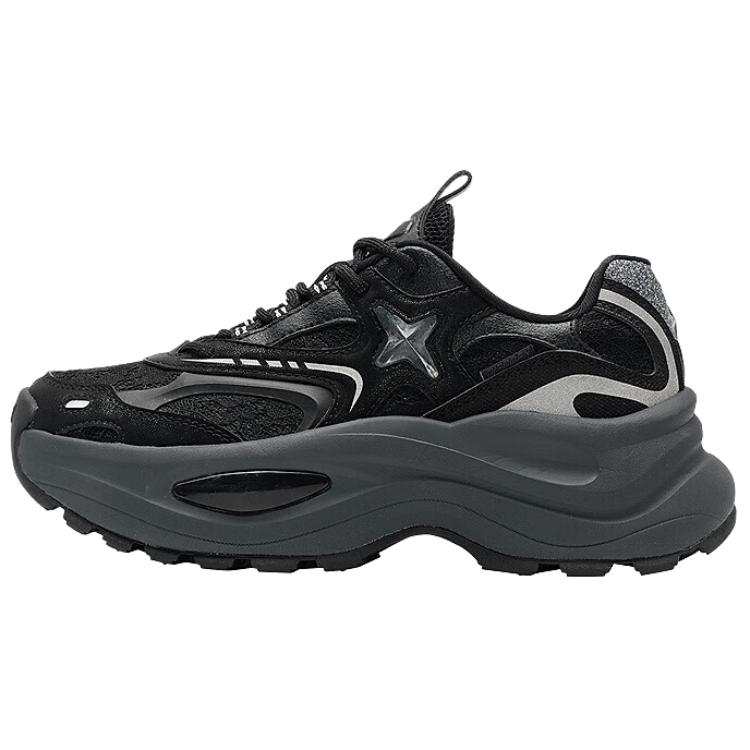 QIAODAN Quality Drying Fashion Trend Lightweight Cushioning Low top Chunky Sneakers Women's Black Gray