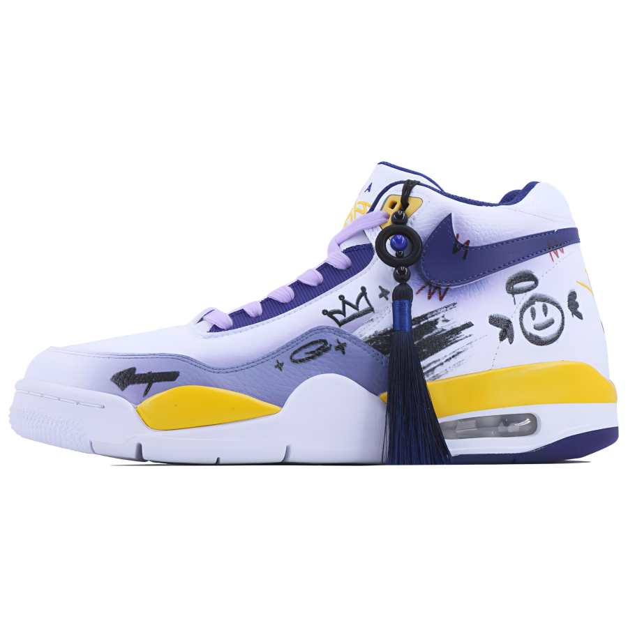 Nike Nike Flight Legacy Purple Graffiti SDS Slip Resistant Slip Resistant Mid top Vintage Basketball Shoes Men's