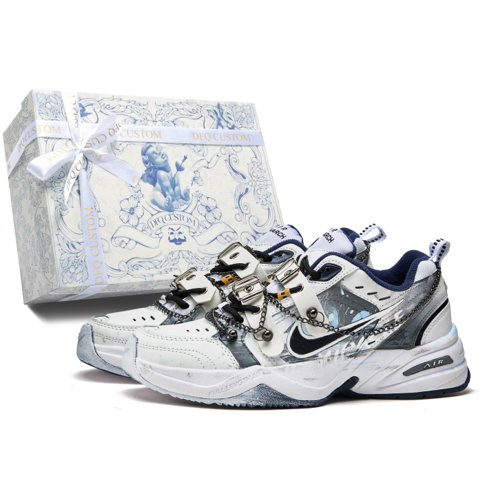 Nike Nike Air Monarch 4 Slip Resistant Slip Resistant Low top Chunky Sneakers Unisex Black White Gray