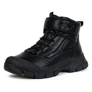 YIJIABAO Microfiber Leather Thermal Slip Resistant Fleece Lined Comfortable Short Snow Boots Men's Black
