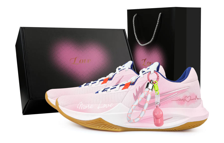 Nike Nike Precision 6 Pink Radiant Love Heart Box Low top Basketball Shoes Men's Pink White