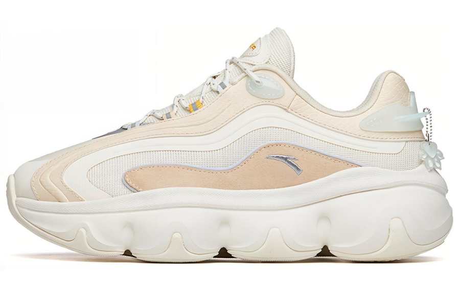 Anta Cushioning Slip Resistant Abrasion Resistant Low top Chunky Sneakers Women's White Green
