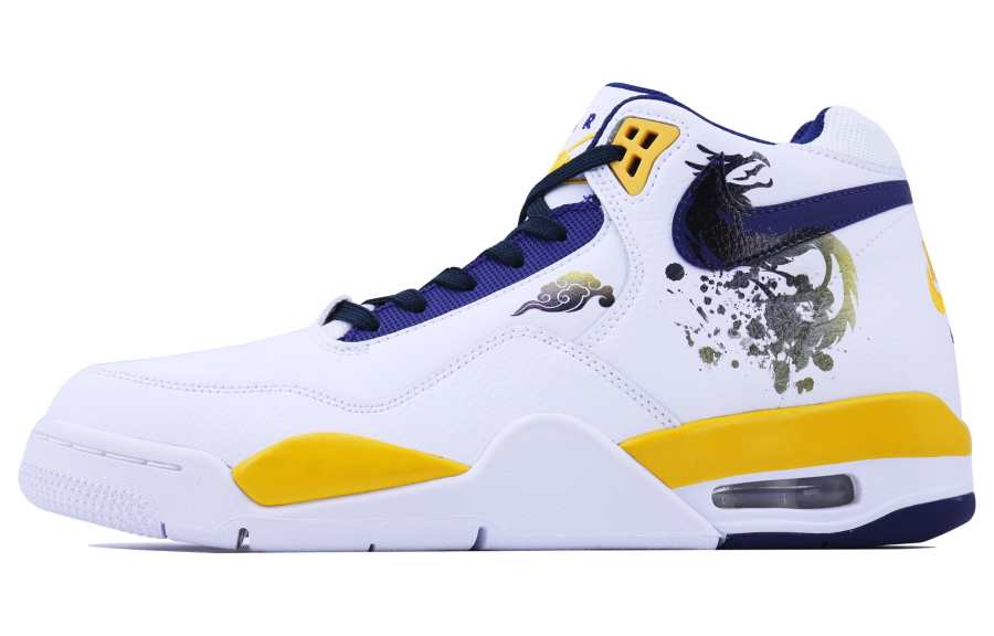 Nike Nike Flight Legacy Tiger Dragon SDS Mid top Vintage Basketball Shoes Men's Purple Gold