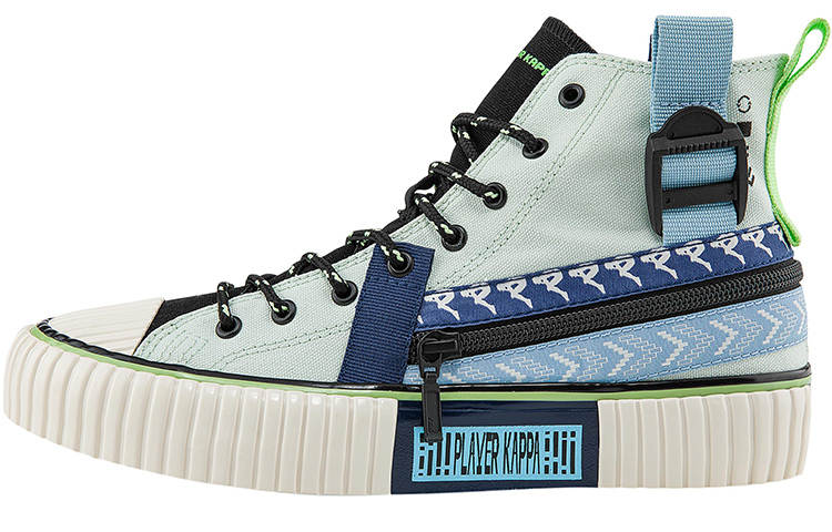 Kappa Player DJ Equipment Coverage Abrasion Resistant High top Canvas Shoes Unisex Sail Blue
