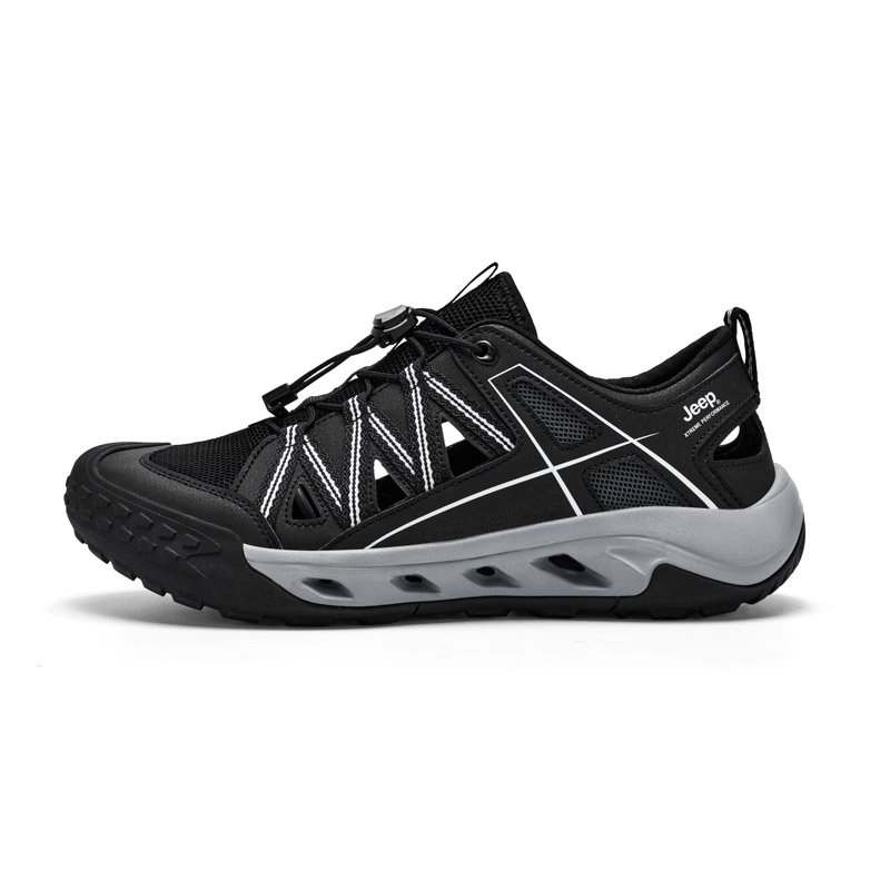 Jeep Outdoor Casual Textile, Synthetic Leather Slip Resistant Cushioning Abrasion Resistant River Trekking Shoes Men's