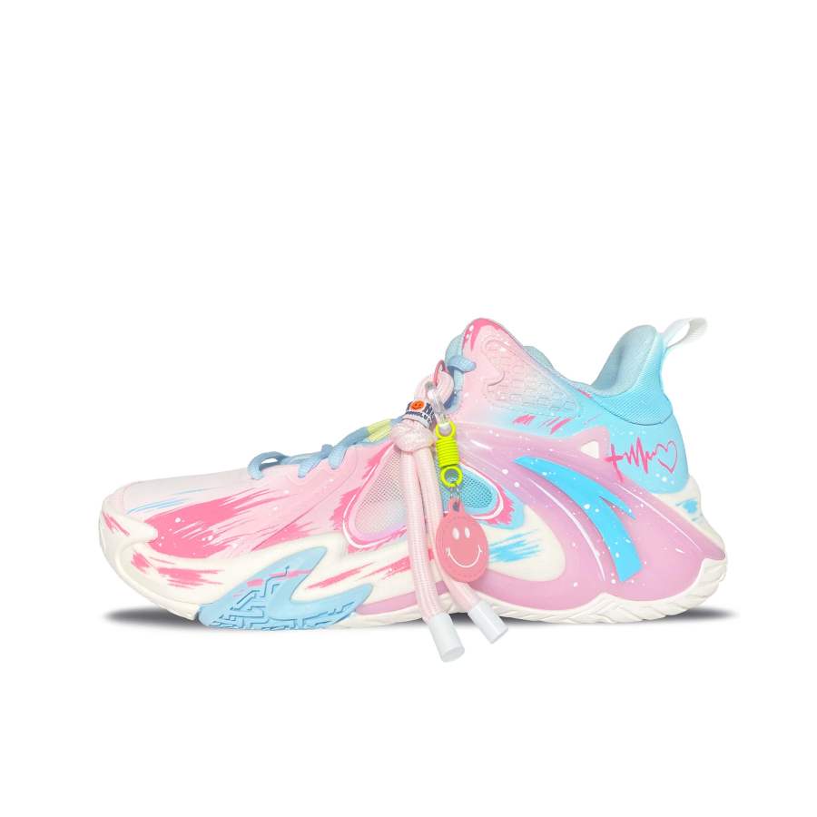 Anta Airspace 4 Cushioning Slip Resistant Abrasion Resistant Low top Basketball Shoes Men's Pink Blue