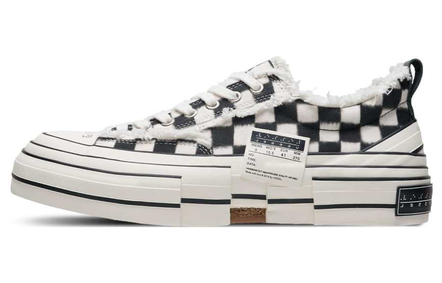 XVESSEL VESSEL G.O.P. LOWS PIXEL Slip Resistant Abrasion Resistant Low top Canvas Shoes Unisex Black White