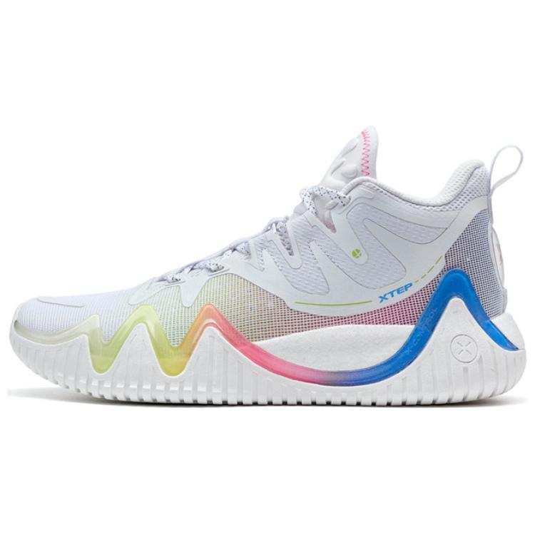 XTEP Abrasion Resistant Rebound High top Basketball Shoes Men's White Green Pink