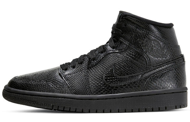 Jordan Jordan 1 Mid Black Snakeskin Women's