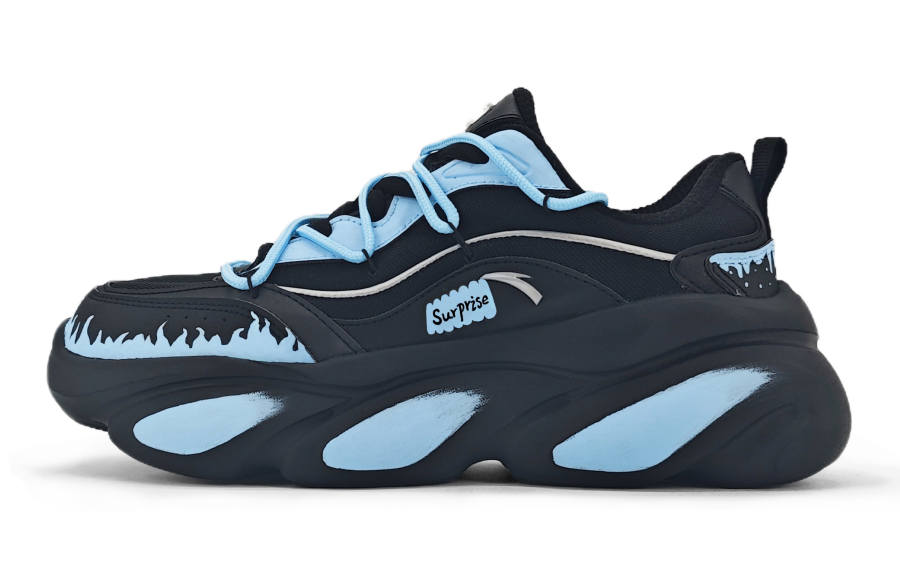 Anta Cat Paw Cushioning Slip Resistant Abrasion Resistant Low top Chunky Sneakers Women's Black Blue