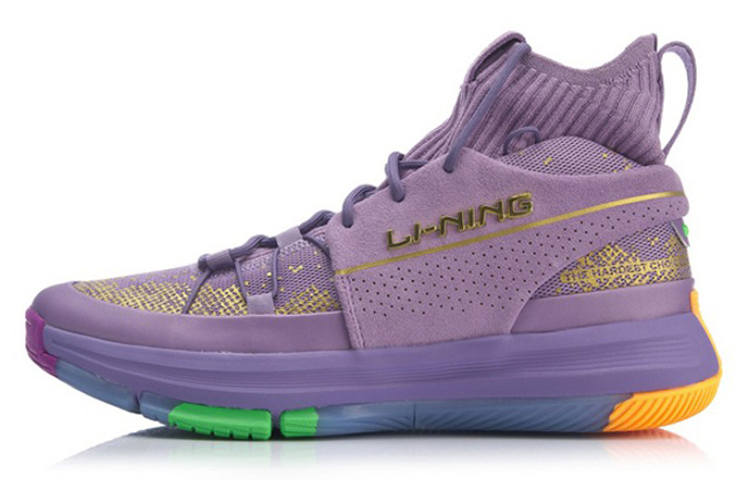 Li-Ning Li Ning 937 Fabric Cushioning Slip Resistant Abrasion Resistant High top Basketball Shoes Men's Purple