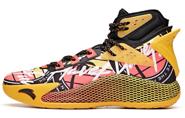 Anta Thompson KT5 Pu Cushioning Slip Resistant Abrasion Resistant High top Basketball Shoes Men's Yellow
