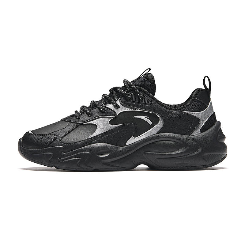 Anta Business Style Slip Resistant Abrasion Resistant Low top Chunky Sneakers Men's Black Silver