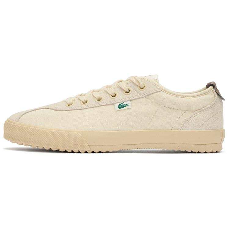 LACOSTE Slip Resistant Abrasion Resistant Low top Canvas Shoes Men's Beige Brown