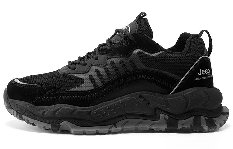 Jeep Vintage Wear resistant And Lightweight Low top Chunky Sneakers Men's Black