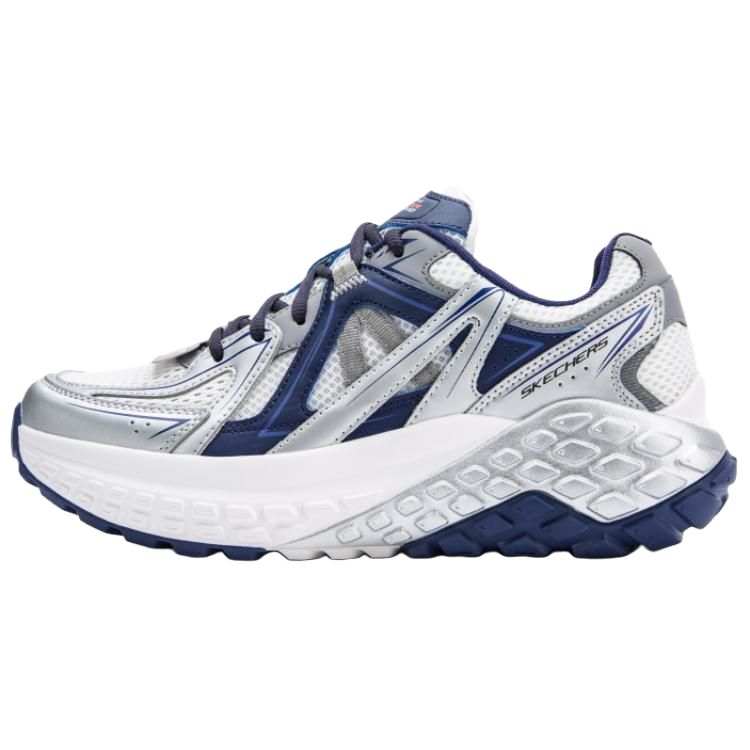 Skechers Lightweight Support Cushioning Balance Abrasion Resistant Breathable Low top Running Shoes Men's White Blue