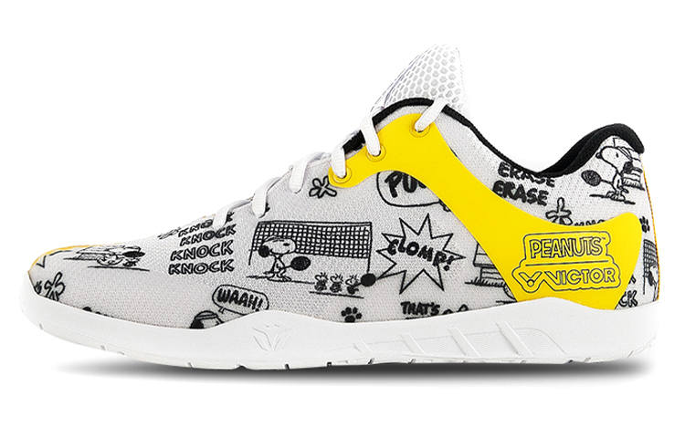 Victor SNOOPY x VICTOR Snoopy Collection Mesh, Synthetic Leather Low top Badminton Shoes Unisex White