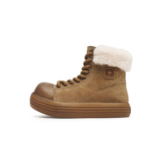 GANGMENG Height Increasing Abrasion Resistant Height Increasing Abrasion Resistant Short Snow Boots Men's Brown