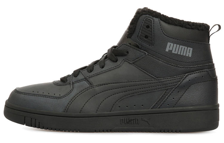 PUMA Rebound Joy Fur Comfortable Round Toe Cushioning Abrasion Resistant High top Basketball Shoes Unisex Black