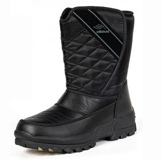 YIJIABAO Thermal Abrasion Resistant Slip Resistant Crew Snow Boots Men's Black