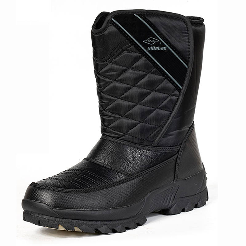 YIJIABAO Thermal Abrasion Resistant Slip Resistant Crew Snow Boots Men's Black
