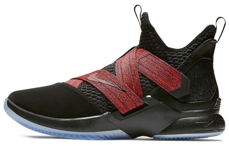 Nike Nike Zoom Soldier 12 Round Tip Slip Resistant Lightweight Mid top Performance Basketball Shoes Men's Black Red