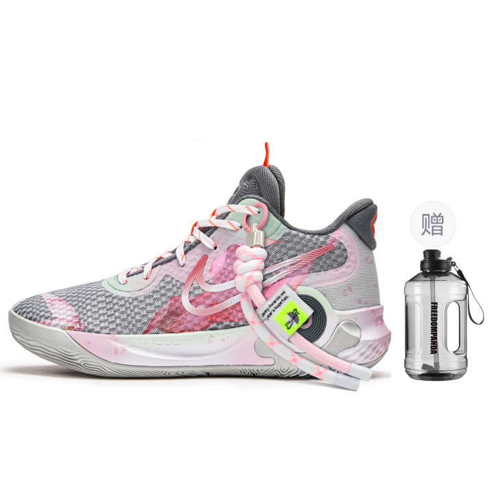 Nike Nike KD Trey 5 Cushioning Slip Resistant Abrasion Resistant Mid top Basketball Shoes Unisex Gray Pink