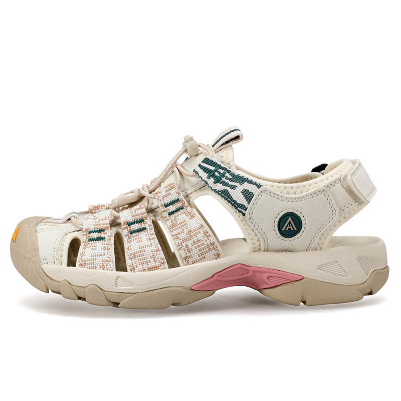 HUMTTO Fabric Beach Sandals Women's Beige Smoke Pink