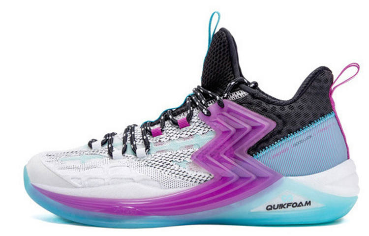 361° Big3 2.0 Fabric Slip Resistant Abrasion Resistant Mid top Basketball Shoes Men's White Purple