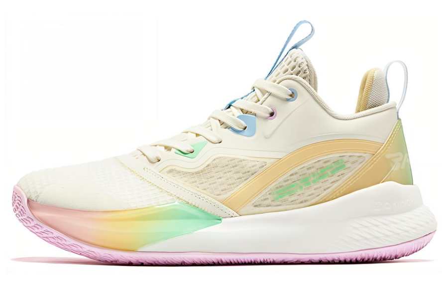 QIAODAN Cushioning Slip Resistant Abrasion Resistant Low top Basketball Shoes Men's Ivory Sand Yellow