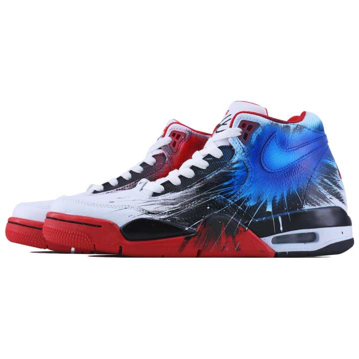 Nike Nike Flight Legacy Quantum Graffiti Mid top Vintage Basketball Shoes Unisex Red Blue Black
