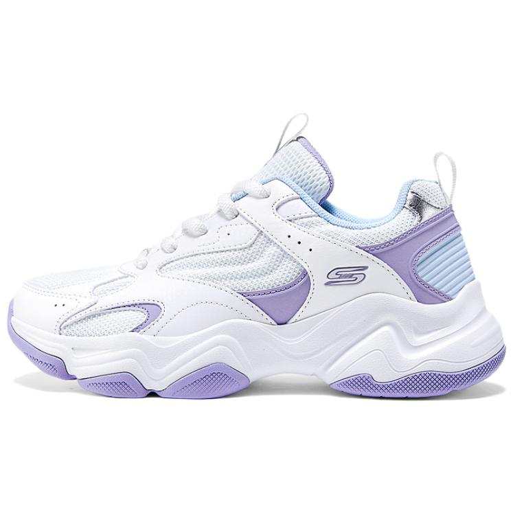 Skechers Slip Resistant, Abrasion Resistant, Breathable, Lightweight Low top Chunky Sneakers Women's White Purple