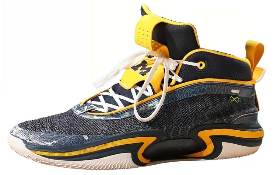 Jordan Jordan Air Jordan 36 PE 'University Of Michigan' Cushioning Mid top Basketball Shoes Men's Gray Yellow