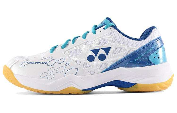 YONEX Power Cushion Textile, Synthetic Leather Anti twist Slip Resistant Low top Badminton Shoes Unisex White Blue