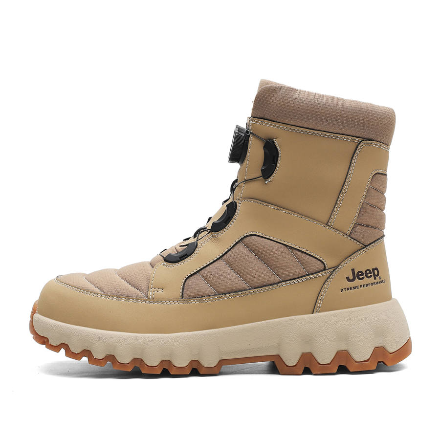 Jeep Fleece Lined Thermal, Slip Resistant, Abrasion Resistant Crew Snow Boots Unisex Tan