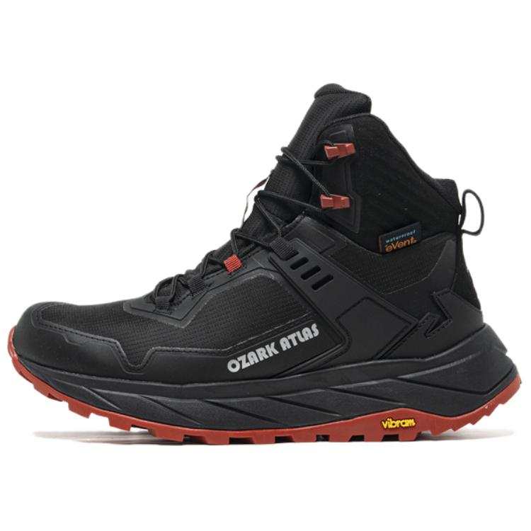 OZARK GEAR Slip Resistant Abrasion Resistant High top Hiking Shoes Unisex Black Red