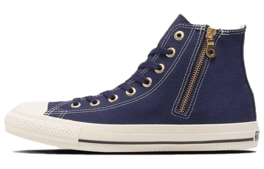 Converse All Star GOLDZIP HI Vintage Abrasion Resistant Cushioning High top Canvas Shoes Unisex Dark Blue Japan Version