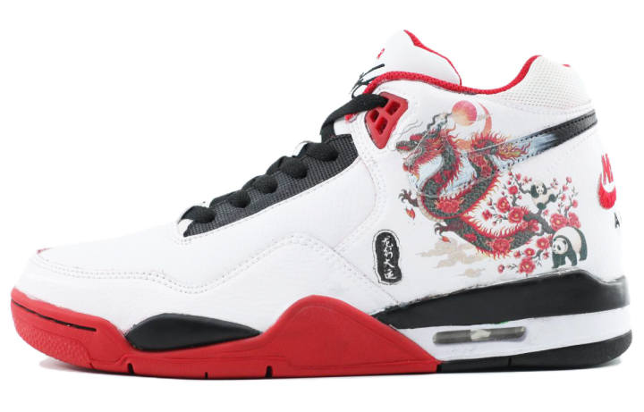 Nike Nike Flight Legacy Cushioning Slip Resistant Abrasion Resistant Mid top Vintage Basketball Shoes Men's White Red