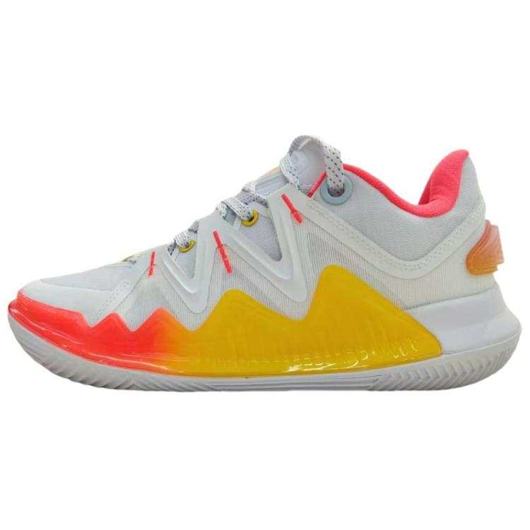 Erke Cushioning, Wear Resistant Low top Basketball Shoes Men's White Red Yellow